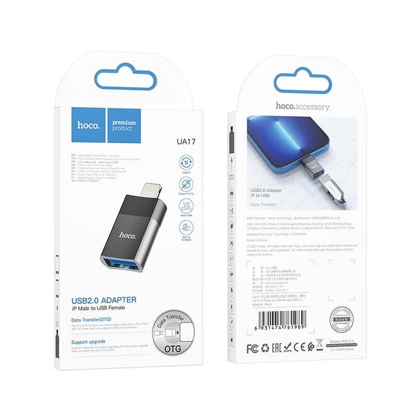 Adapter OTG USB A do Lightning Hoco UA17 czarny