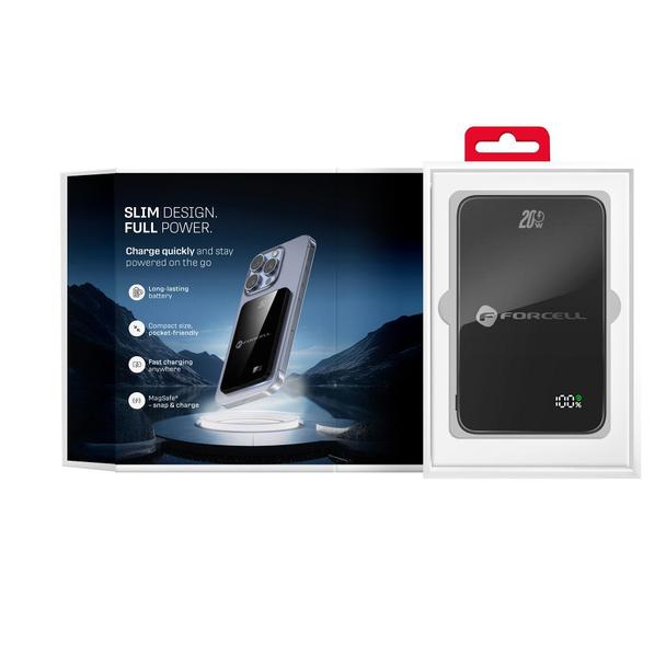 Powerbank zgodny z MagSafe Forcell F-Energy SuperSlim F5K8 QC4.0 PD3.0 15W 5000 mAh czarny 0INT