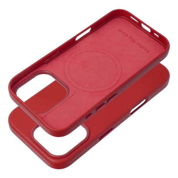 Futerał LEATHER MAG COVER kompatybilny z MagSafe do IPHONE 16 Pro czerwony