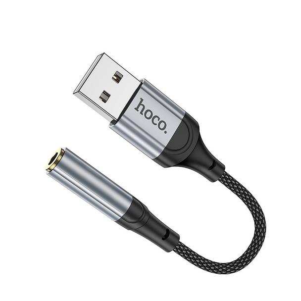 Adapter AUX USB A do Jack 3,5 mm Hoco 0,12 m LS36 czarny
