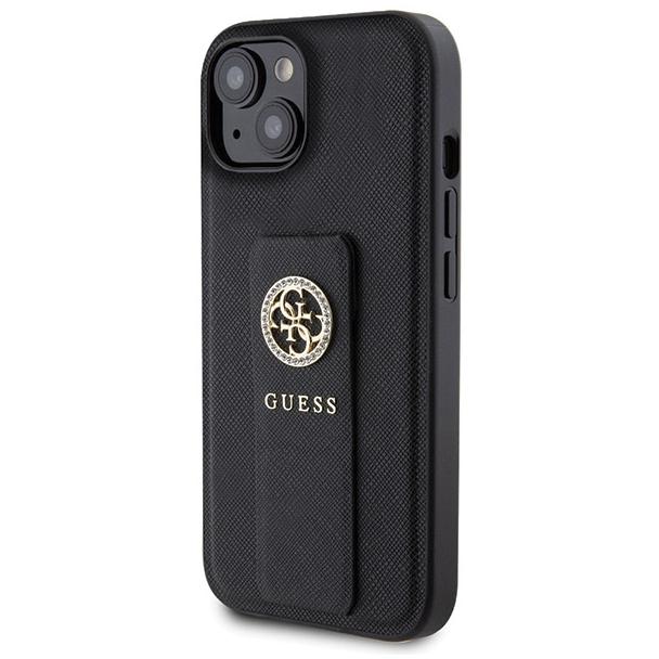 GUESS futerał do IPHONE 13 / 14 / 15 GUHCP15SPGSSADK (Grip Stand 4G Saffiano Strass) czarny