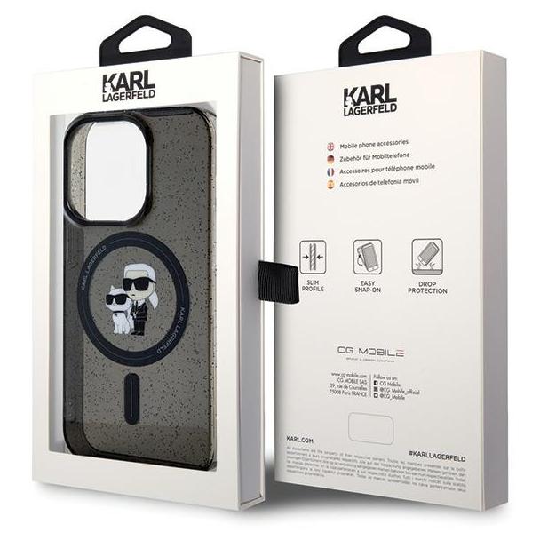 KARL LAGERFELD futerał do IPHONE 15 Pro KLHMP15LHGKCNOK (Glitter + MAG) czarny