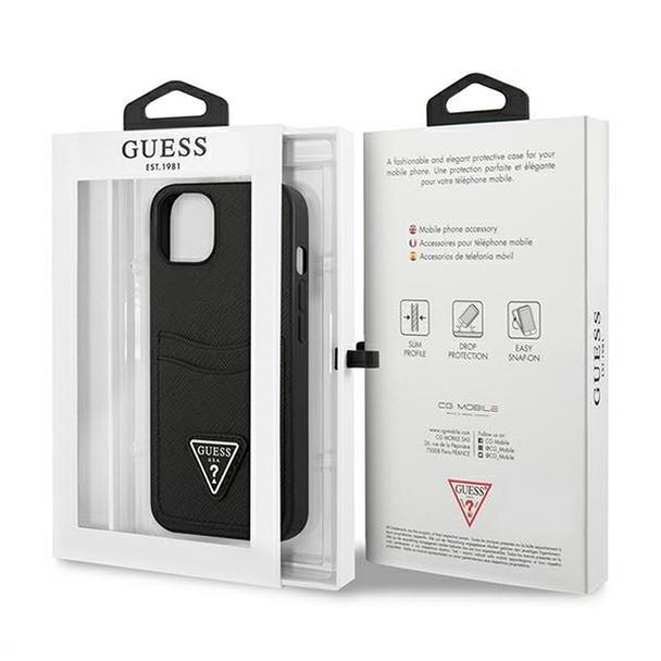 GUESS futerał do IPHONE 13 Mini GUHCP13SPSATPK (Saffiano Double Card Triangle) czarny