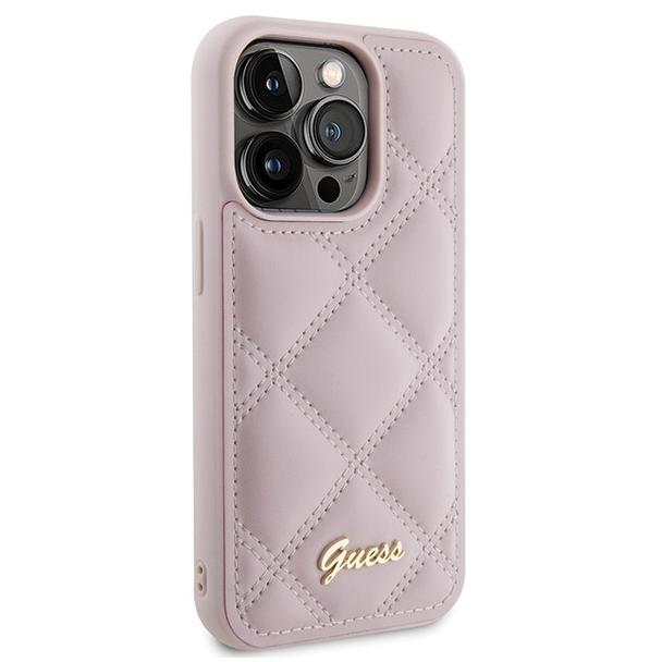 GUESS futerał do IPHONE 15 Pro GUHCP15LPSQSQSP (Quilted Metal Logo) różowy