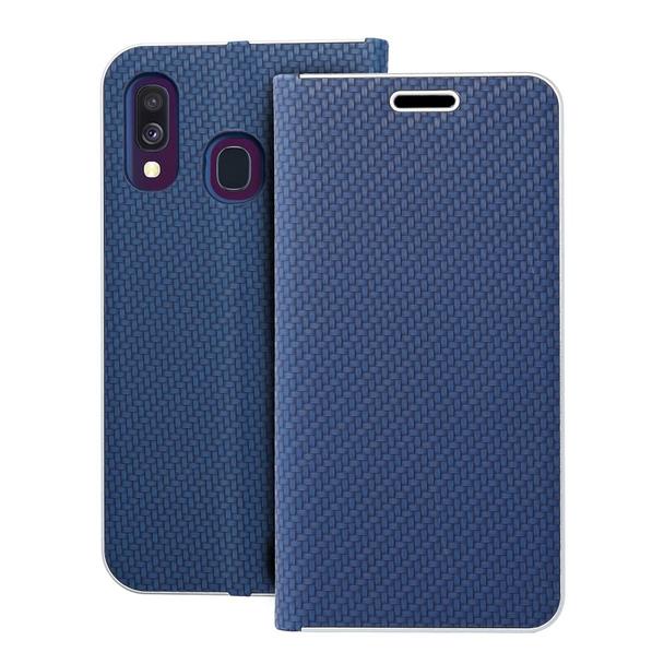 Etui z klapką na Samsung A40 Luna Book Carbon niebieskie