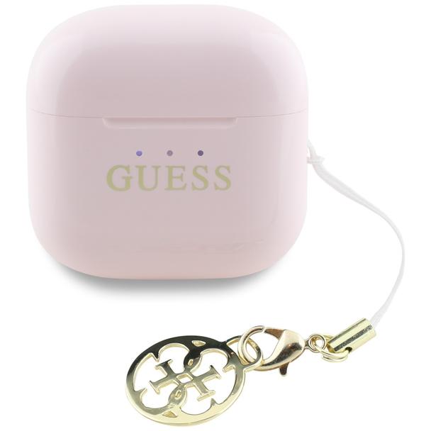 Słuchawki bezprzewodowe douszne Guess TWS Effect Printed Classic Logo & Charm różowe