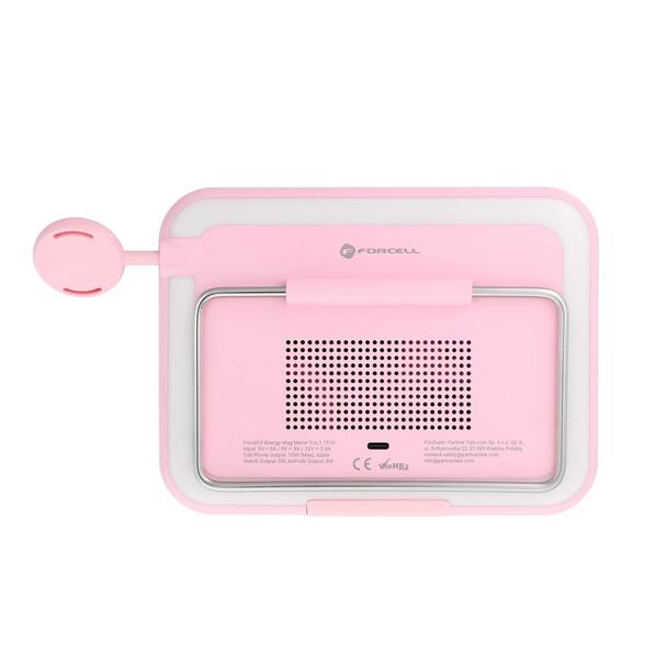 Forcell F-ENERGY Mag Mirror 3 in 1 15W ładowarka indukcyjna z kompatybilna z MagSafe / Apple Watch / Samsung Watch / Airpods różowa