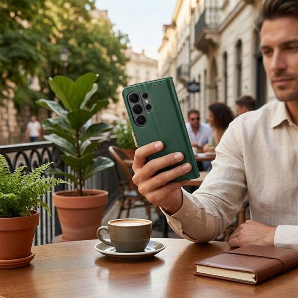 Etui z klapką na Motorola G37 POWER Split Book zielono-złote