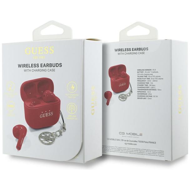 Słuchawki bezprzewodowe douszne Guess TWS Effect Printed Classic Logo & Charm czerwone