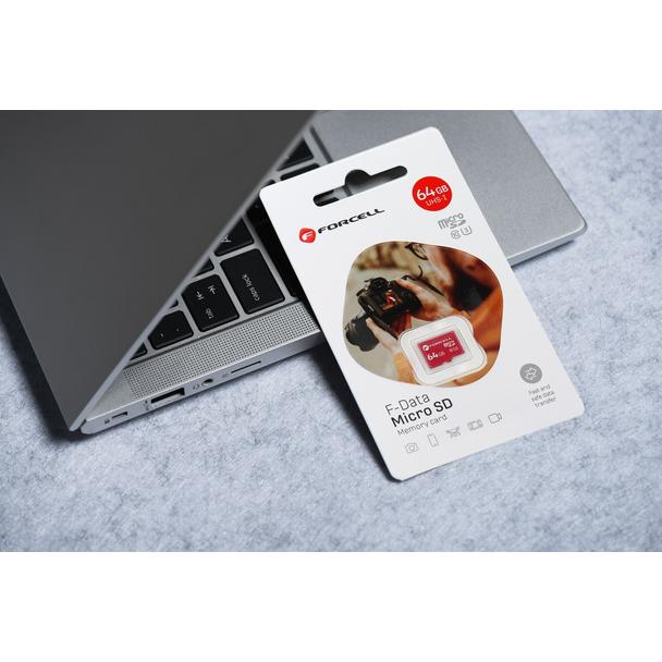 Karta microSD 64GB U3 class 10 Forcell F-Data czerwona