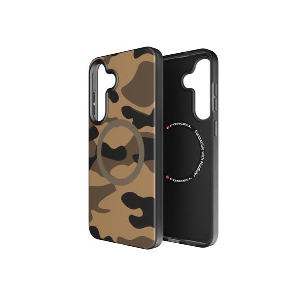 Etui na Samsung S25 PLUS Forcell F-Protect Levels Dual Layer 4D technology zgodne z MagSafe Military Drop-Test desert camo