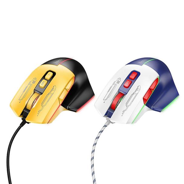 Myszka przewodowa gamingowa Hoco USB A 3600 dpi GM31 biało niebieska