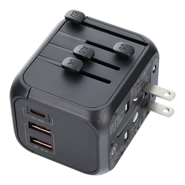 Ładowarka podróżna / adapter OL-309-PQ20 CAŁY ŚWIAT czarna