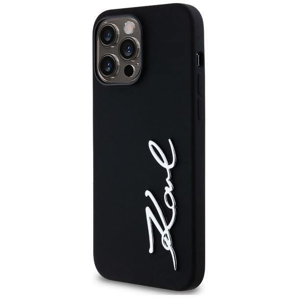 KARL LAGERFELD futerał do IPHONE 14 Pro Max KLHCP14XSCMSMVK (Silicone Sign Metal Logo) czarny