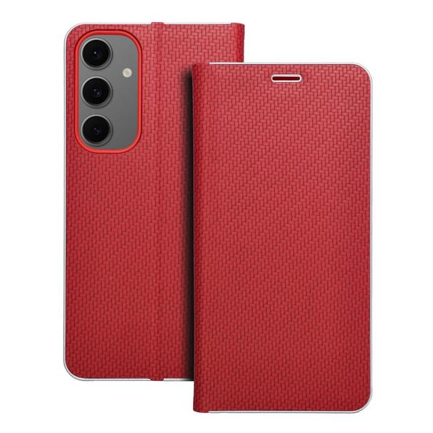 Etui z klapką na Samsung S24 FE Luna Book Carbon czerwone
