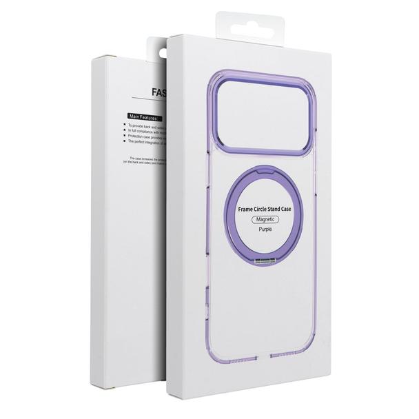 Etui na Samsung A57 Frame Circle Stand zgodne z MagSafe fioletowe