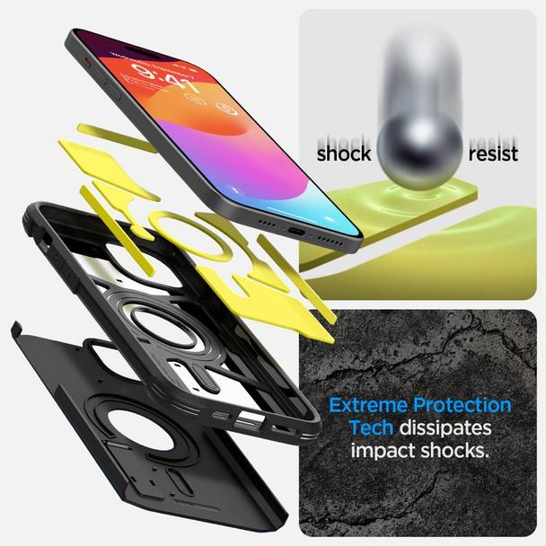 SPIGEN futerał TOUGH ARMOR MAG kompatybilny z MagSafe do IPHONE 15 black