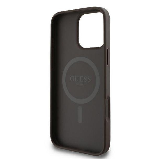 GUESS futerał do IPHONE 16 Pro kompatybilny z MagSafe GUHMP16LP4RPSW (4G Printed Stripes) brązowy