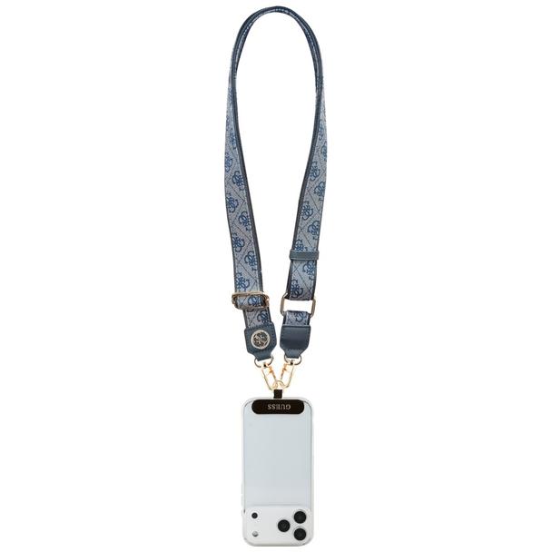 GUESS uniwesalny pasek GUUCNP4DGMB (4G PU Strap Tether Patch Strass Metal Logo) niebieski
