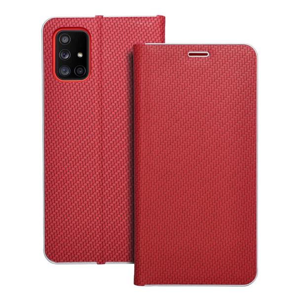 Etui z klapką na Samsung A71 Luna Book Carbon czerwone