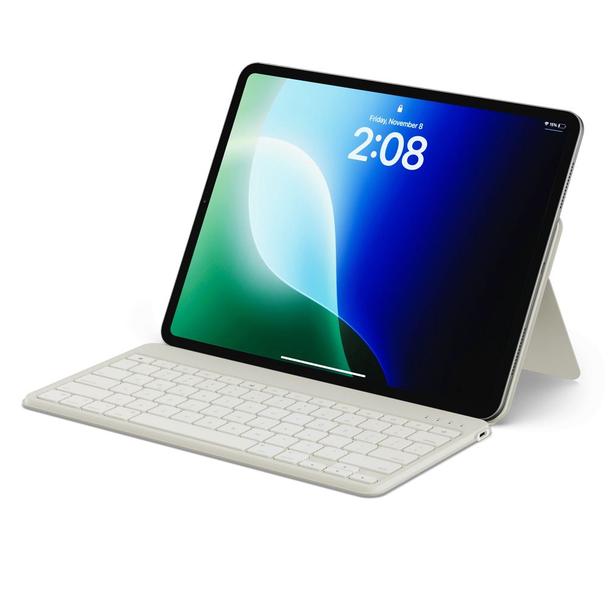 Klawiatura bezprzewodowa QWERTY z podstawką na smartfon/tablet Satechi OntheGo piaskowa