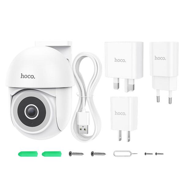 Kamera zewnętrzna Hoco 3MP Full HD Wi-Fi D2 biała