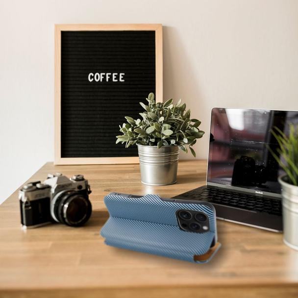 Etui z klapką na iPhone 14 PRO Folio Side Magnet niebieskie