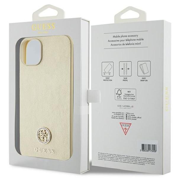 GUESS futerał do IPHONE 13 / 14 / 15 GUHCP15SPS4DGPD (Leather 4G Metal Logo Strass) złoty