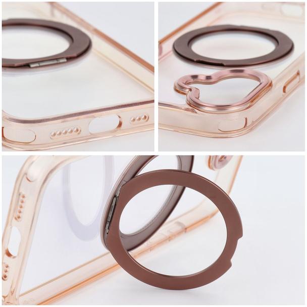 Etui na iPhone 15 PRO Frame Circle Stand zgodne z MagSafe złote