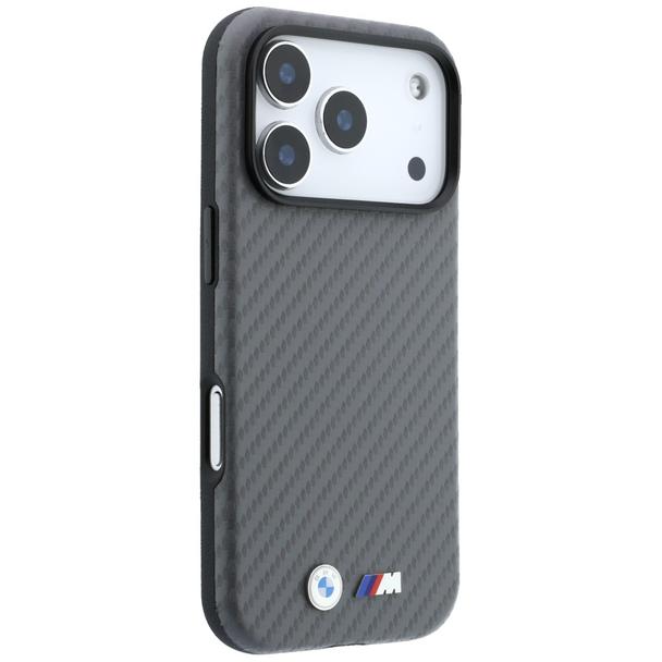 BMW futerał do IPHONE 18 Pro/17 Pro kompatybilny z MagSafe (Carbon Metal Logo) szary