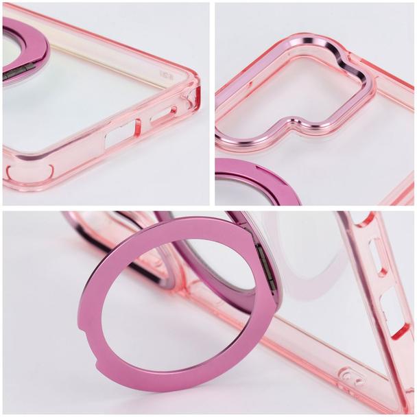 Etui na Samsung A56 Frame Circle Stand zgodne z MagSafe różowe