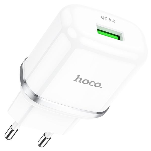 Ładowarka sieciowa do telefonu Hoco USB A QC3.0 3A 18W N3 biała