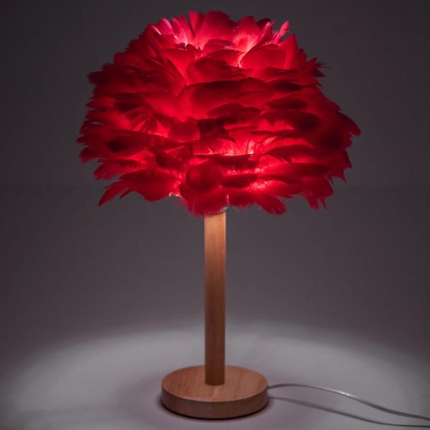 Lampka nocna z piórkiem Art Deco czerwona CBDPH