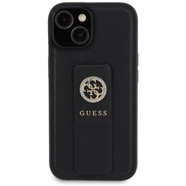 GUESS futerał do IPHONE 13 / 14 / 15 GUHCP15SPGSSADK (Grip Stand 4G Saffiano Strass) czarny