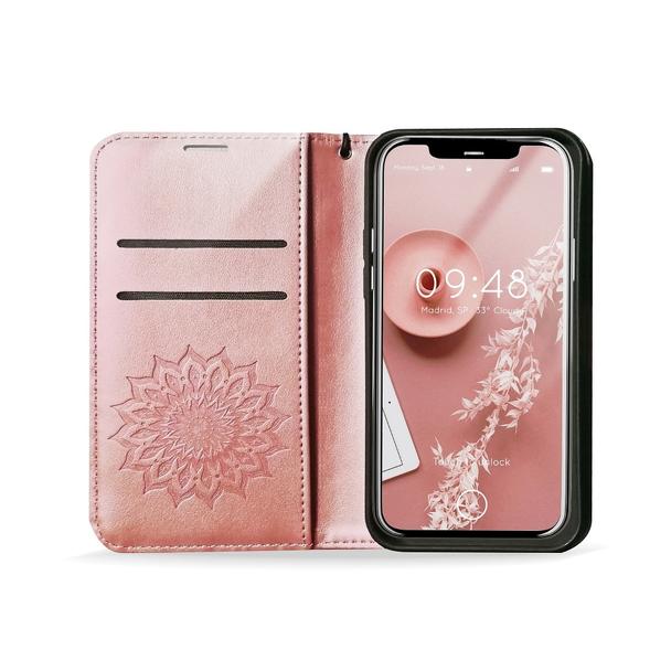 Etui z klapką na Samsung A12 / M12 Mezzo Book mandala złoto-różówe
