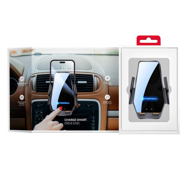 Uchwyt na telefon do samochodu indukcyjny Forcell F-Grip HS6 15W do szyby / kratki czarny