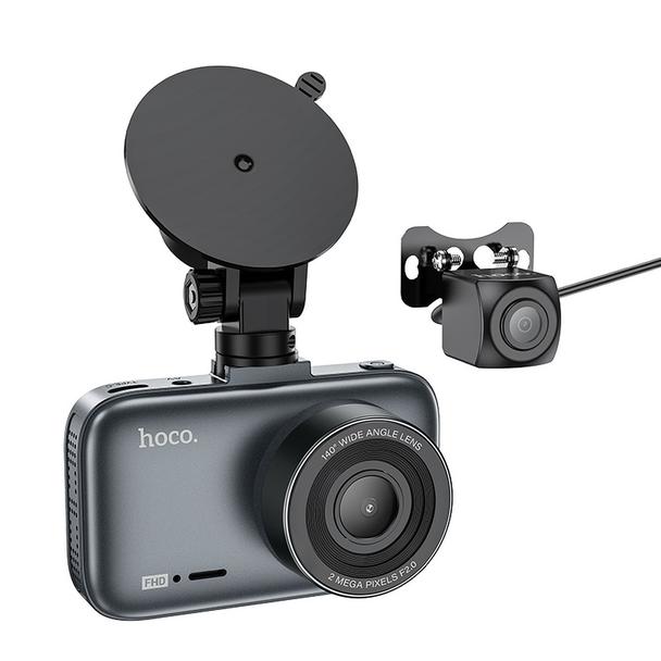Kamera samochodowa Hoco z wyświetlaczem 3" 1080P/30fps + kamera tylna 720P/25fps DV6  stalowo szara