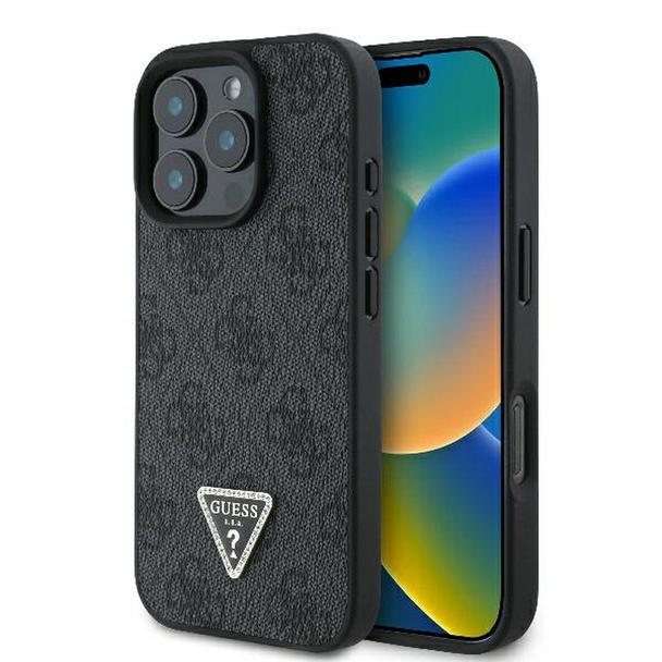 GUESS futerał do IPHONE 16 Pro Max GUHCP16XP4TDPK (PU Leather 4G Triangle Strass) czarny