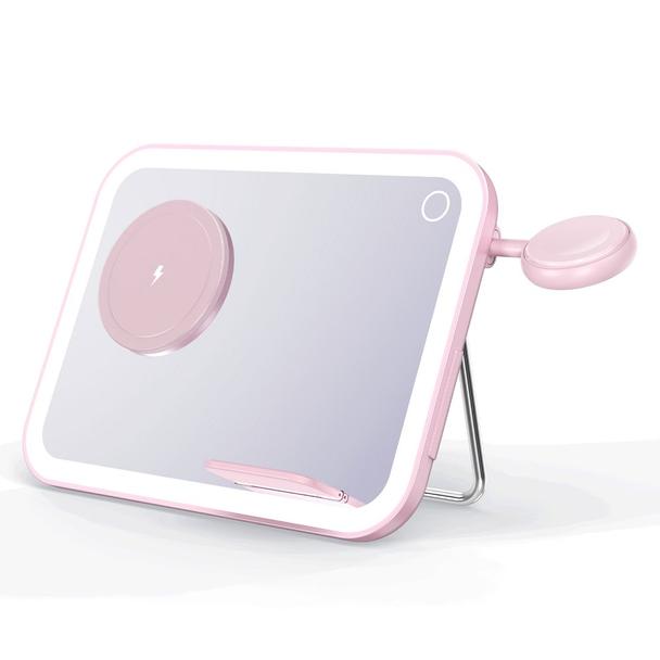 Forcell F-ENERGY Mag Mirror 3 in 1 15W ładowarka indukcyjna z kompatybilna z MagSafe / Apple Watch / Samsung Watch / Airpods różowa