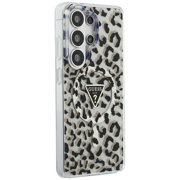 GUESS futerał do SAMSUNG S26 Ultra GUHMS26LHLEGTGLK (Magnetic IML Leopard Print Triangle) czarny