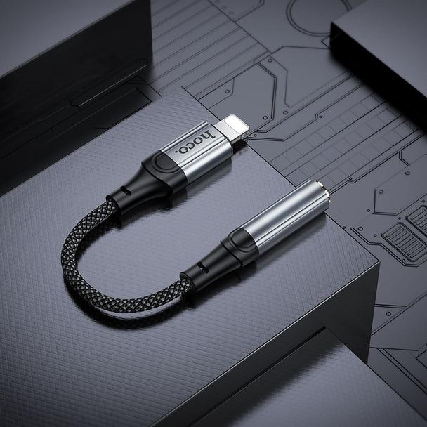 Adapter AUX Lightning do Jack 3,5 mm Hoco 0,12 m LS36A szary