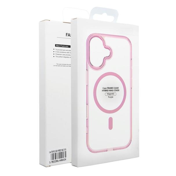Futerał do Samsung A37 Frame Cleear Hybrid Mag Cover zgodny z MagSafe pudrowy róż