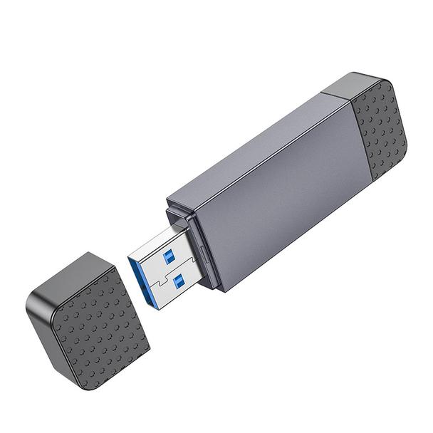 Czytnik kart SD / TF Hoco USB A / USB C 3.0 HB45 szary