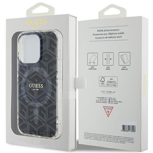 GUESS futerał do IPHONE 15 Pro Max kompatybilny z MagSafe GUHMP15XHGCUSTGK (IML GCUBE) czarny