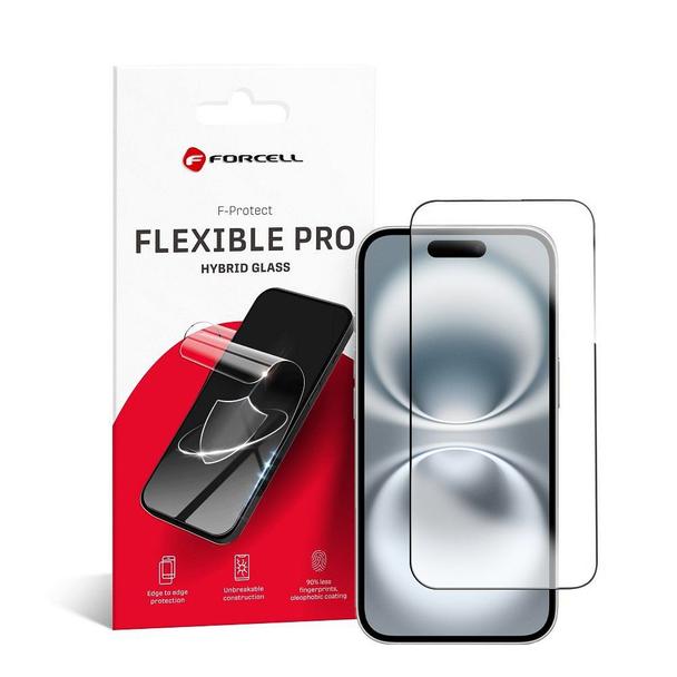 Szkło hybrydowe do iPhone 16 PLUS Forcell Flexible 5D czarne