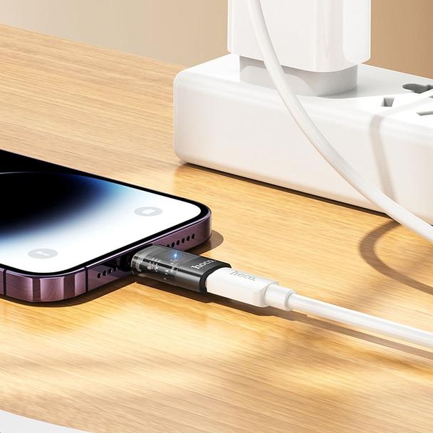 Adapter OTG Lightning do USB C Hoco UA36A transparentny czarny