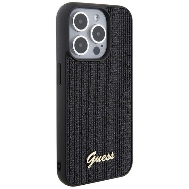 GUESS futerał do IPHONE 15 Pro GUHCP15LPMSDGSK (Disco Script Metal) czarny