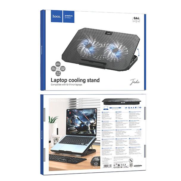 Podstawka chłodząca pod laptop regulowana 2 x USB A LED Hoco GA4 czarna