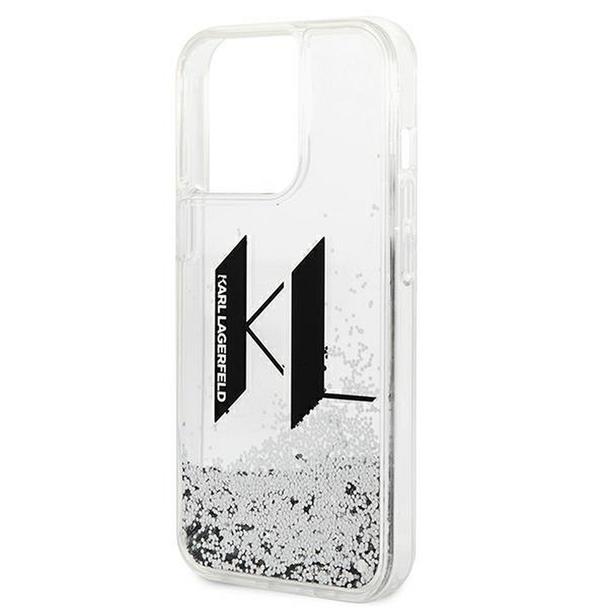 KARL LAGERFELD futerał do IPHONE 14 Pro KLHCP14LLBKLCS (Liguid Glitter Big KL Logo) srebrny