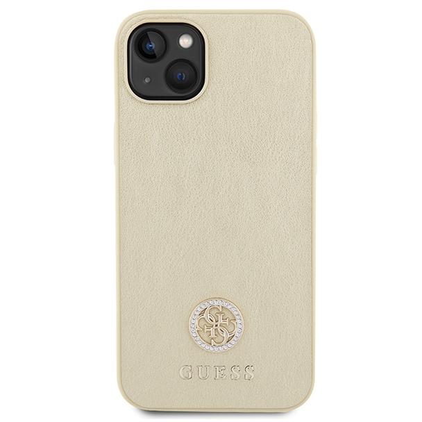GUESS futerał do IPHONE 13 / 14 / 15 GUHCP15SPS4DGPD (Leather 4G Metal Logo Strass) złoty